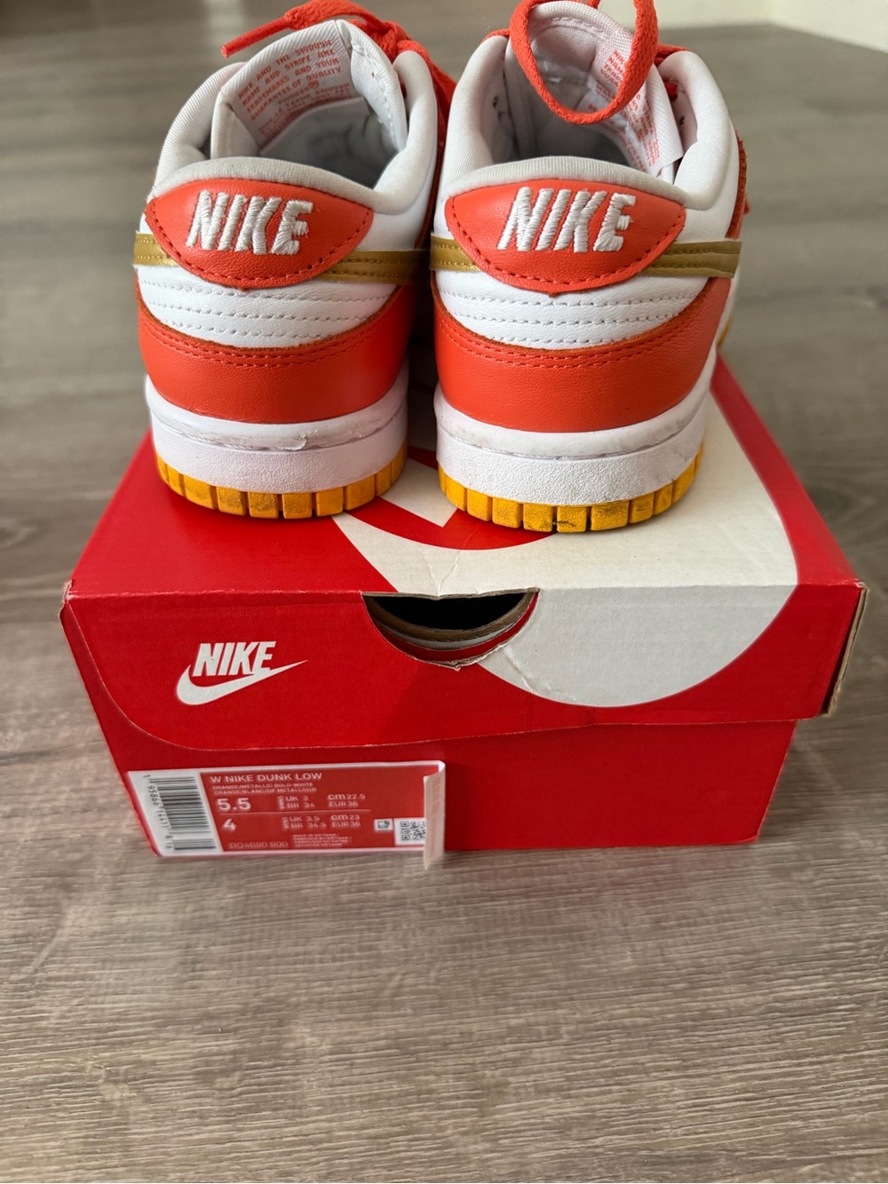 Nike White and Orange Low-Top Sneakers
